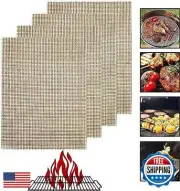 PXYOBTO Grill Mesh Mat - Set of 4 Non Stick BBQ Grill Mats, Heavy Duty Reusab