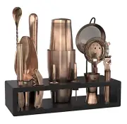 Highball & Chaser Bartender Kit with Black Bamboo Stand Beautiful Cocktail Sh...