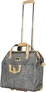 [Nicole Miller New York] Nicole Miller Underseat Luggage Collection - Small Lightweight 15 Inch Under Seat Bag - Briefcase for Women - Carry On Suitcase with 2- Rolling Spinner Wheels, Paige Silver, One Size, Nicole Miller