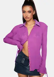 Purp Leave An Impression Sheer Blouse