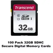 100 x Transcend 32GB SDHC UHS-1 Class 10 Secure Digital Memory Card