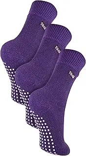 [THMO] 3 Pack Kids Non Slip Socks With Rubber Grippers Non Slip Thermal Socks