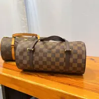 在飛比找PopChill優惠-[二手] Louis Vuitton LV 咖啡色棋盤格 圓