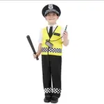 兒童職業警察服裝交通警察背心和帽子帽子服裝化裝套裝 3-9 歲兒童