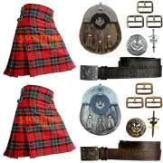 Handmade MacLean Duart Red Modern Tartan Kilt Outfit For Men Custom Size Kilt