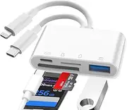 Lightning SD Card Reader, SD Card Reader iPhone, S-D Card Reader Lightning, Adapter S-D Card iPhone for iPhone 15/14/Pro Max/Pro/Plus/Pad Pro/MacBook Pro/Air