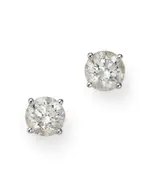 Colorless Certified Round Diamond Stud Earring in 18K White Gold, 2.0 tcw