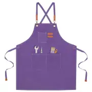 Adjustable Chef Apron Cross Back Aprons for Kitchen Cooking Painting, Purple