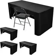 4 Pack 8 foot Black Table Cloth Fitted Trade Show Table Covers for Rectangular Table -Open Back Folding Table Covers Washable and Wrinkle Resistant Table Cloth for Craft Show, Weddings, Events
