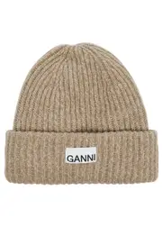 Ganni Ribbed Wool-blend Beanie - Brown One Size