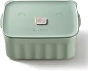 [BUYDEEM] Ceramic Food Storage Container with Airtight Lid, 28 oz Bento Lunch with Airlock Lid, Stackable Bento Box Microwaveable, Reusable and Dishwasher Safe, for Office Work and Travel, Cozy Greenish