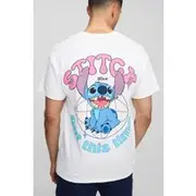 Mens White Oversized Disney Lilo And Stitch Printed T-Shirt
