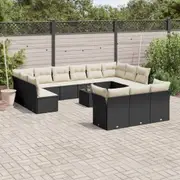 14 Piece Garden Sofa Set with Cushions Black/Grey Poly Rattan vidaXL