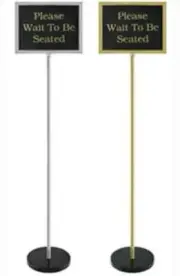 ChefMaster 90033 Restaurant Teller Sign w/ Black Steel Pole & Base