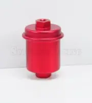 Red Inline Fuel Filter High Flow 100 Micron Cleanable M12x1.25 M14x1.5 fitting (for: Honda)