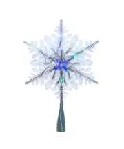 Kurt Adler 9" Shabby Cottage Clear Snowflake Tree Top with 20 RGB LED Lights