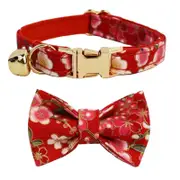 ANYWAGS Cat Collar Floral Red Bow Large with Safety Buckle, Bell, and Durable Strap Stylish and Comfortable Pet Accessory