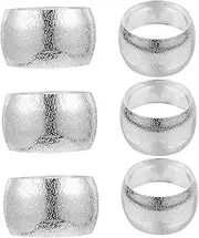 GARVALON 6pcs Silver Napkin Rings Stainless Steel Table Holders for Weddings Parties Banquets Elegant Napkin Buckles for Table Decor Special Occasions