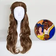 Beauty and The Beast Princess Bella Wig Cosplay Women Long Wavy Brown Synthetic Hair Party Role Play Wigs Halloween Wig