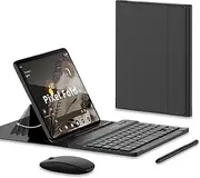 [Jarttarn] Compatible with Google Pixel Fold Bluetooth Keyboard Set, Leather Keyboard Case&Hoslter [Keyboard&Case+Mouse+Capacitive Pen], Light Office Set Suitable for Google Pixel Fold Phone (Black)