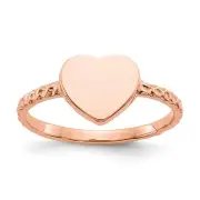 14k Rose Gold Polished Textured Heart Ring Size 7 1.78 gram Gift for Mother