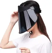 [WITHMOONS] Sun Visor Face Shield UV Protection Simple Black Hat Full Face Shield Sunblock