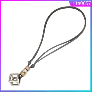 Men's Fashion Alloy Leather Square Necklace Cord Necklace