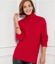 Talbots Womens Sweater Size X-Large Red Wool Blend Ribbed Mock Neck Pullover
