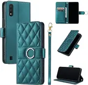 Compatible with Samsung Galaxy A10 A105F Kickstand Case Cover,Compatible with Samsung Galaxy A10 A105F Lanyard Magnetic Closure Wallet Case Green