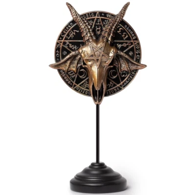 Alchemy Gothic Baphomet Ram Skull Masque Pagan Resin Mask Steel Decor V127 NIB