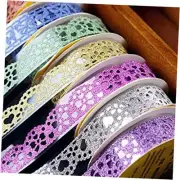 SallyFashion Lace Washi Tape, 6 Roll Lace Pattern Glitter Bling Self-Adhesive