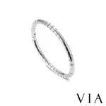 【VIA】白鋼手環 方型手環/經典時尚光面方型竹節造型白鋼手環 手鐲(白金)