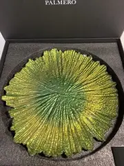PALMERO Hand-Blown Glass Serving Dish Chrysogonum Virginianum Design 14” $790