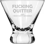 8 oz Stemless Martini Cocktail Glass Cosmopolitan Margarita Quitter I Mean Happy Retirement Funny