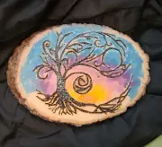 burnt wood art tree pyrography