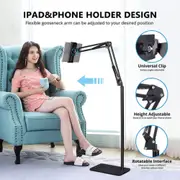 Hands Free Floor Stand Adjustable Bed Clip Holder for Tablet Ipad Iphone Switch