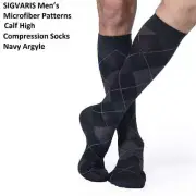 SIGVARIS Microfiber Shades Argyle Calf Highs 15-20mmHg (Navy) Size A