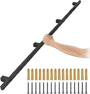 Industrial Pipe Stair Handrail Grab Rail for Outdoor Steps Indoor Stairs, Loft Porch Railing Staircase Banister Hand Rails Wall Mount Safety Support Rod - Complete Kit(18ft/540cm)
