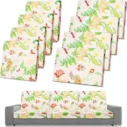 8 Pcs Waterproof Patio Stretch Sofa Cushion Cover, Outdoor Cushion Cover Replacement Include 4 Backrests and 4 Cushions, Sofa Seat Covers Furniture Protector(Flower)