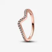 *BRAND NEW* Pandora Timeless 14k Rose Gold Plated Sparkling Wave Ring 182539C01
