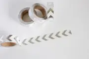 Silver foil chevron on white washi tape, cute washi tape, planner accessories