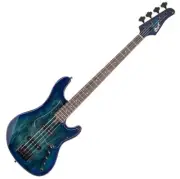 Cort GB-Fusion 4 Blue Burst 4 String Jazz Bass 34" Spalted Maple Luminous Side