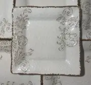 6 Cynthia Rowley NEW!!! Scroll SQUARE Medallion DINNER PLATES MELAMINE Rustic