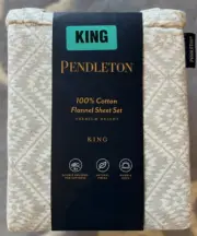 PENDLETON King Size Cotton Flannel Sheet Set - Aztec Southwestern Pattern