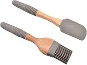 OKUMEYR 1Set Portable Silicone Basting Brush and Spatula for Outdoor Grilling and Baking Ergonomic Handle Lightweight for Sauces Oils and Marinades