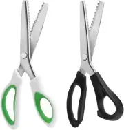 2 PCS Pinking Shears for Fabric Cutting, Craft Scissors Zig Zag Scissors Comfort