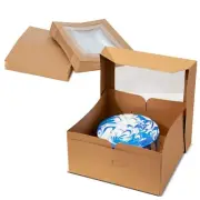 Spec101 Cake Boxes Window 25pk 12 x 12 x 6in Brown Bakery Boxes Disposable Cake
