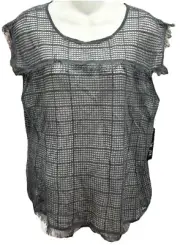 Nic + Zoe FEBE Elegance Top Grey Knit Crochet Fringe Size XL NWT Never Worn