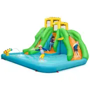 Costway Inflatable Water Park Bounce House w/Climbing Wall Two Slides and Splash Pool NO Blower