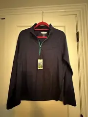 NWT Men's PEBBLE BEACH Performance Blue LS 1/4 Zip MED